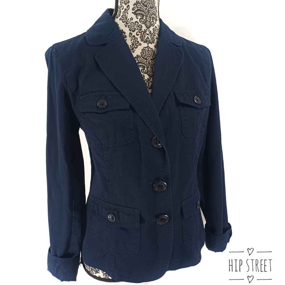 COVINGTION Cotton Twill Military Look Utility 3 Button Blazer Jacket S